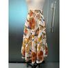 A-line Skirt, Pleated Skirt, Floral Print, Elastic Waist, Midi Skirt