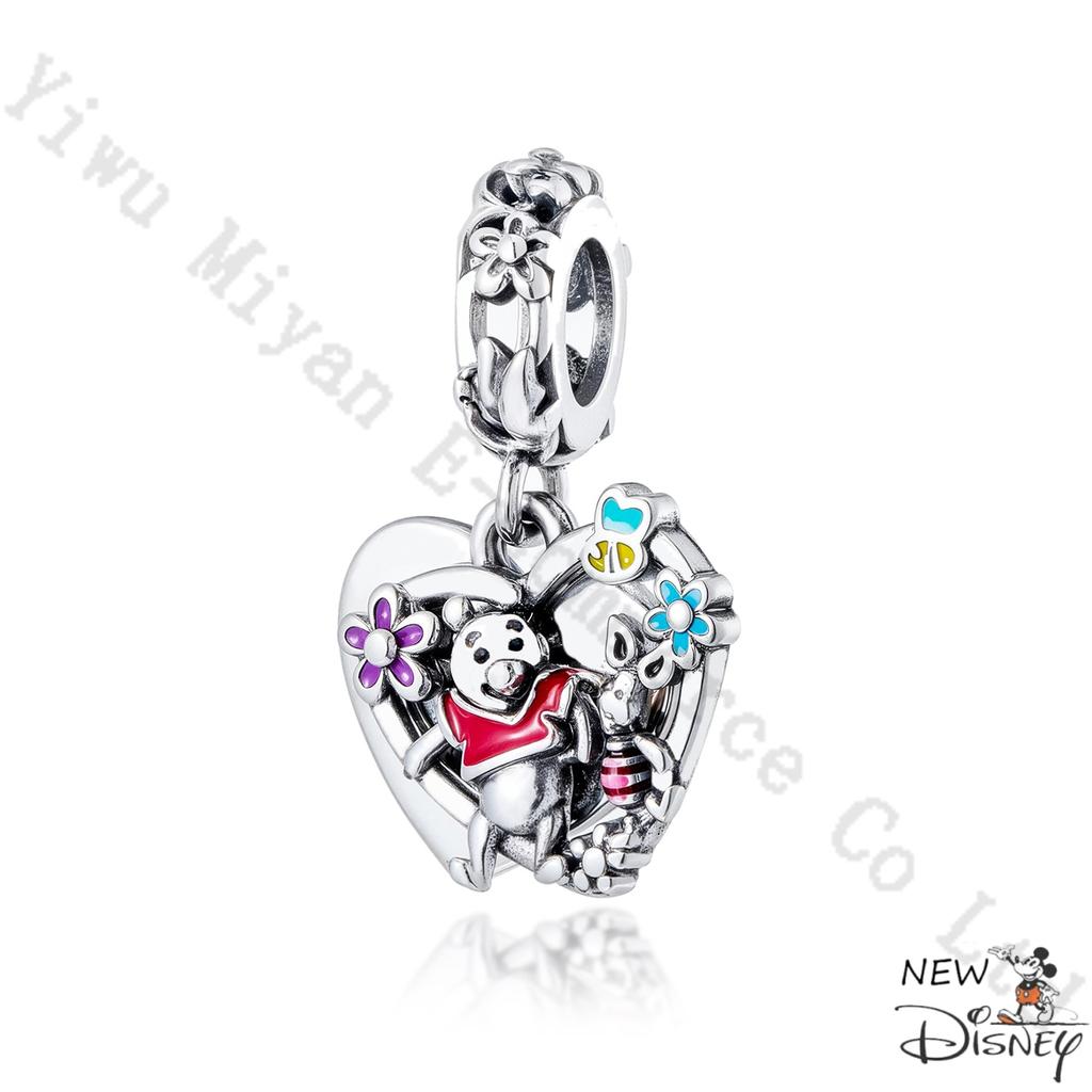 Silver 925 Disney Cartoon Charm Fit Original Bracelet Mickey Winnie Stitch Pooh Bead Pendant DIY Jewelry Making Accessories Gift