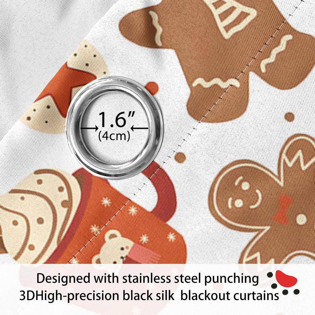 Christmas Gingerbread Man Digital Print Blackout Curtain – Polyester, Thickened, Sun Protection