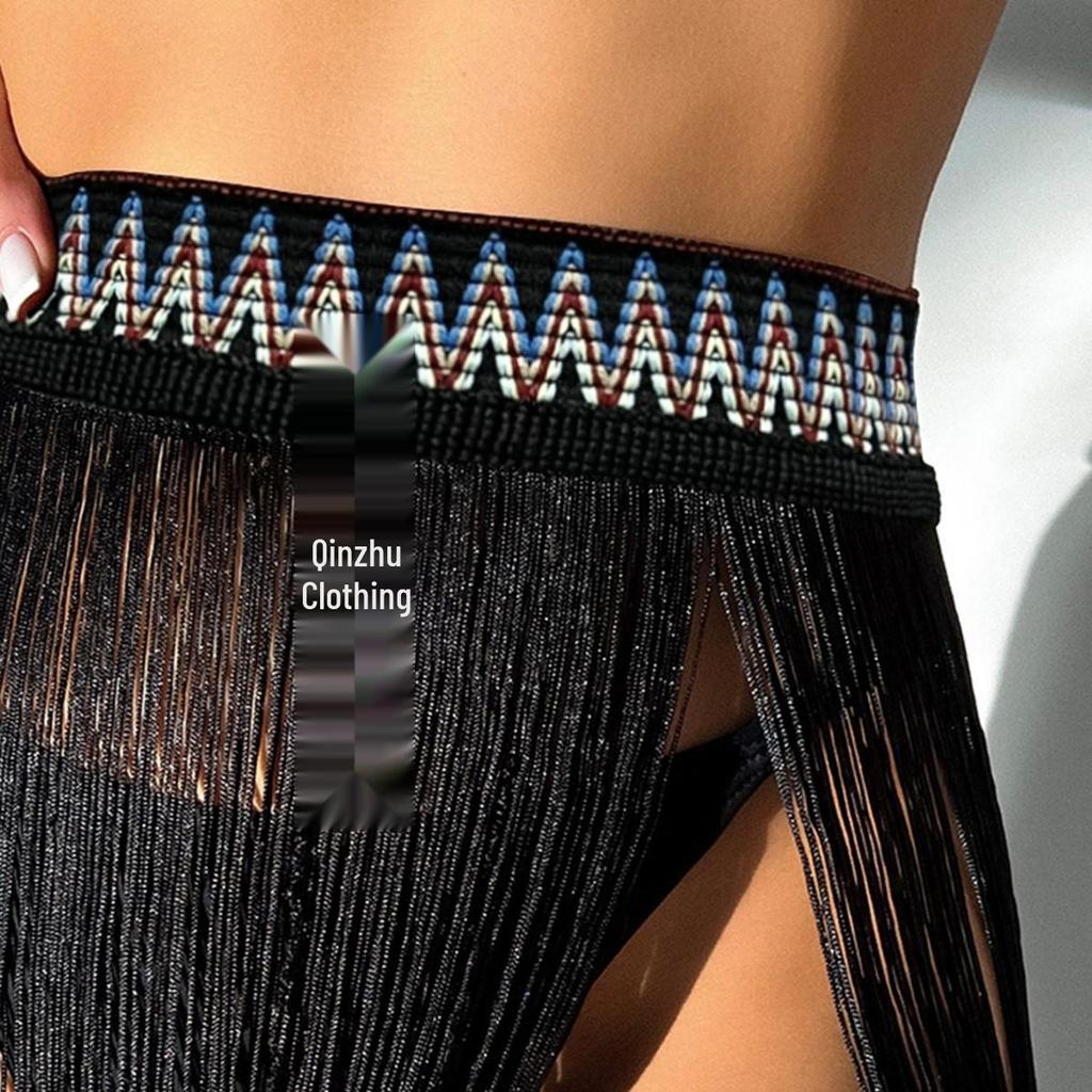 Nová stylová elastická plážová sukně s třásněmi