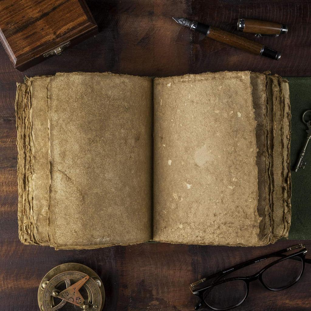 Leather Journal - Antique Handmade Deckle Edge Vintage Paper Leather Bound