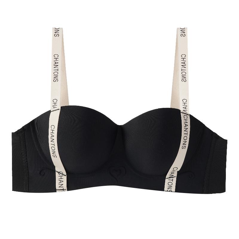 

Безшовний бюстгальтер пуш-ап з літерами. Жіночий м’який бюстгальтер зі зборками без сталевого кільця 38 чорний