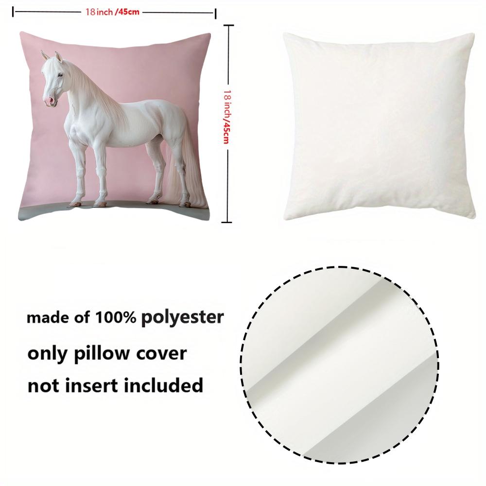 White Horse Printed Decorative Cushion Covers for Home Polyester Pillowcase, Sofa Decorative Cushion Cov Headboard Pillow