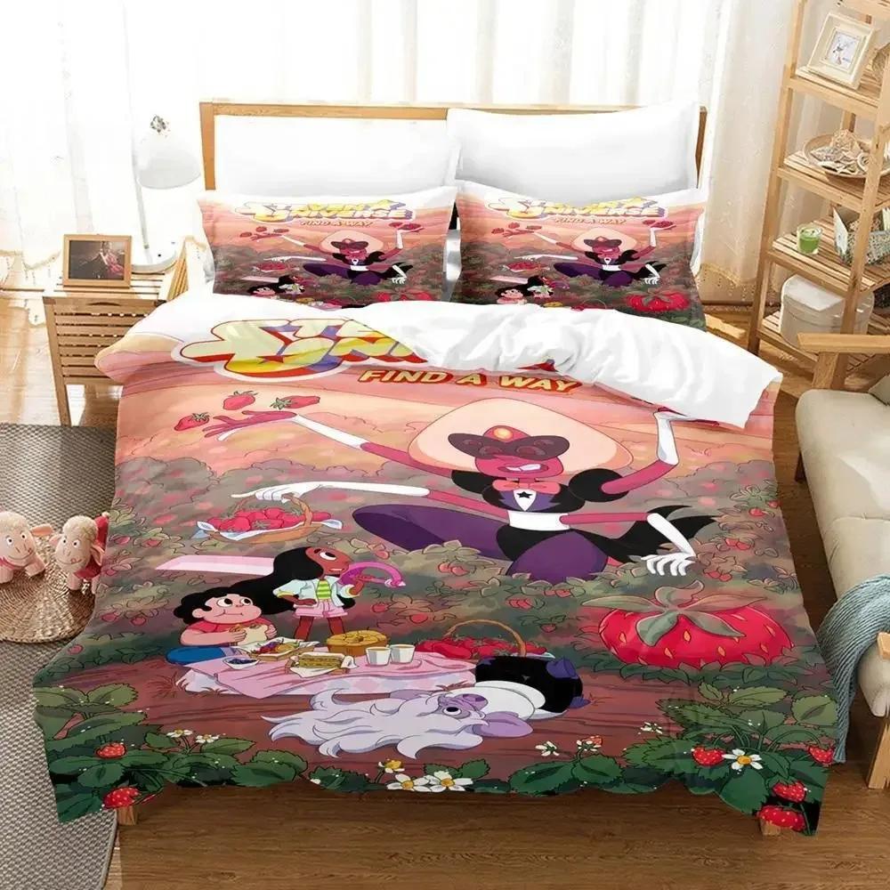 Nytt Kawaii Steven Universe Sängklädesset Enkelt Twin Full Queen King Size Sängset Aldult Barn Sovrum 3D-tryck Anime Lakan Set