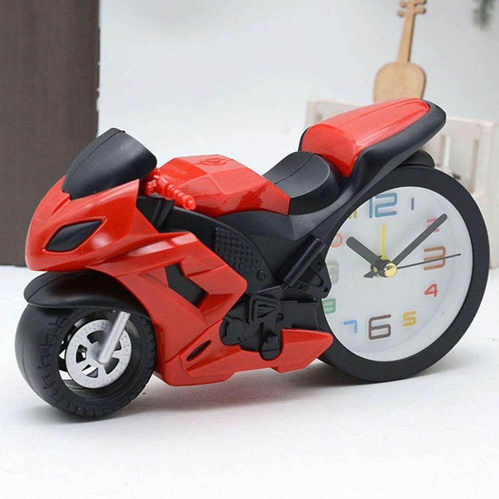 Retro Motorcycle Alarm Clock Plastic Motorcycle-themed Bedhead Alarm Clock Wear-resistant Drop-proof Desktop Clock