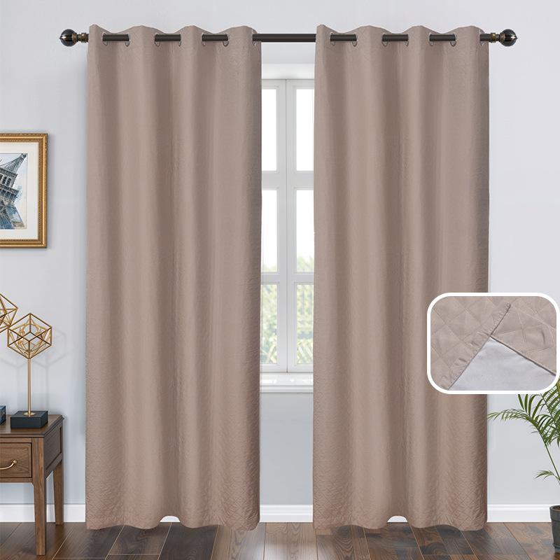 Full Blackout Curtains Russian Double-Layer Jacquard Thermal Padded Curtains Perforated Blackout Finished Curtains