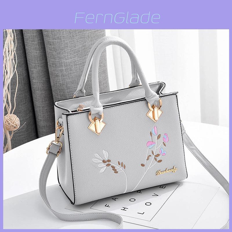 Pu Leather Handbag For Women With Embroidered Flower Design For Business And Daily Use