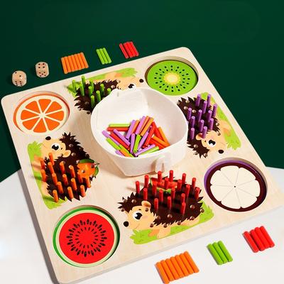 Wooden Children's Early Education Puzzle Sensory Integration Hedgehog Stick Game Hand Fine Movement Sensory Training Teaching Aids