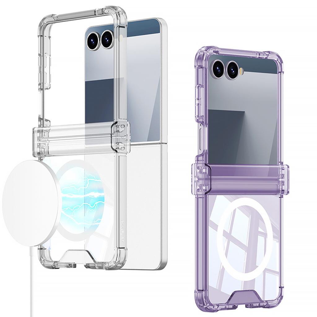 Samsung Zflip7 Mobile Phone Case Transparent Airbag Flip7 Folding Shaft Wireless Charging Full Package Anti Fall