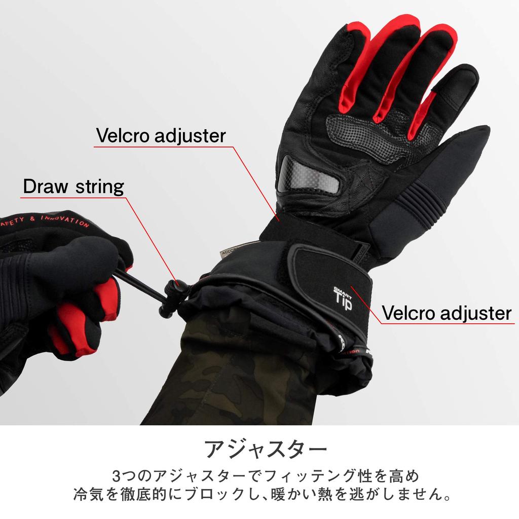 KOMINE Carbon Protect Electric Motorcycle Size L Carbon Stretch Electric for and Spring Gloves, Black, (EK-200), Waterproof, Cold-Weather, Fiber,
