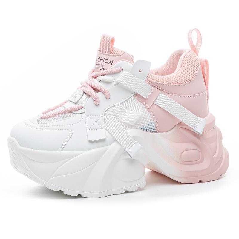 2025 Frühling und Herbst neue Dad-Schuhe Plateauhöhe erhöhen Internet-Berühmtheit Burst Board lässig vielseitig Modestil Schnürschuhe Damenschuhe