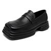 Men Square Toe Loafers Thick Soled Black White Patchwork Business Leisure Men Shoes Versatile Men Work Shoes Botas Para Hombre