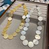 Simple Niche Diameter 18 Natural Shell Disc Necklace Women, Vacation Beach Wind Versatile Collarbone Chain Accessories