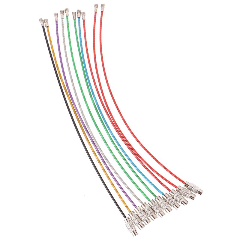 10ks Přívěsek na klíče z nerezové oceli Lanko Drát Kabelová smyčka Šroubovací zámek Zámek Gadget Ring