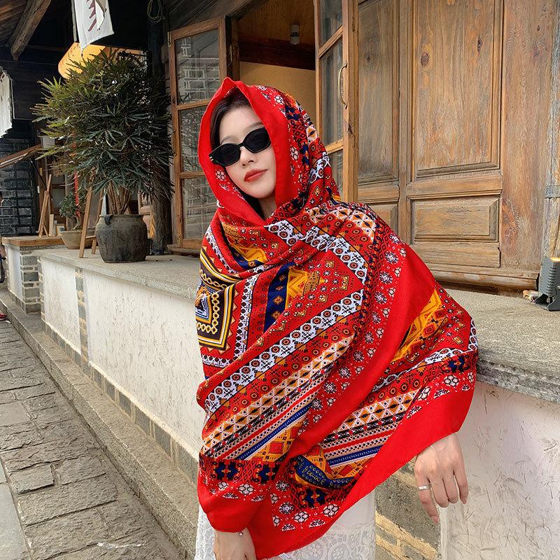 Women S Ethnic Style Thin Scarf For Beach Travel Sun Protection Photography