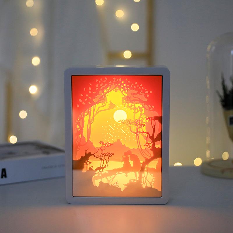 3D Paper Carving Night Light - Creative Shadow Lantern