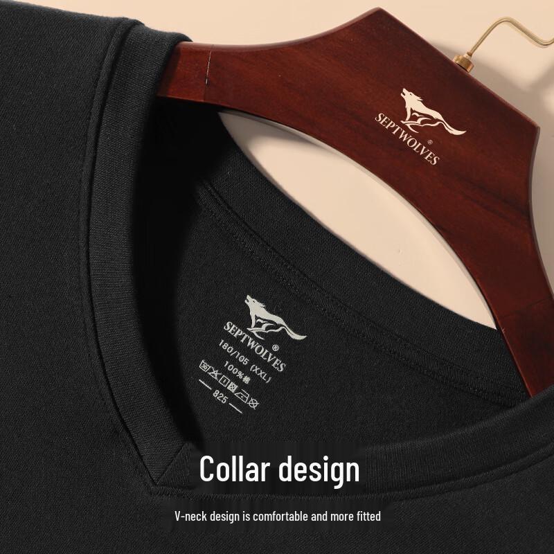 SEPTWOLVES Men's 100% Cotton V-Neck Thermal Underwear Set