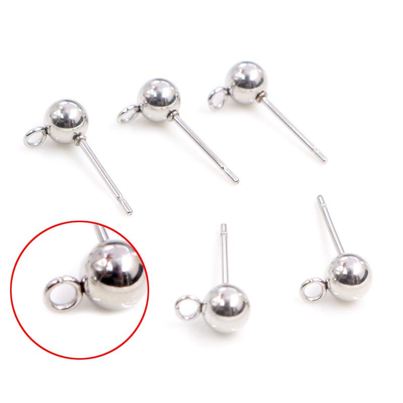 30pcs 3/4/5/6mm 316 Stainless Steel Gold Pin Findings Stud Earring Basic Pins Stoppers Connector For DIY Jewelry Making Supplies