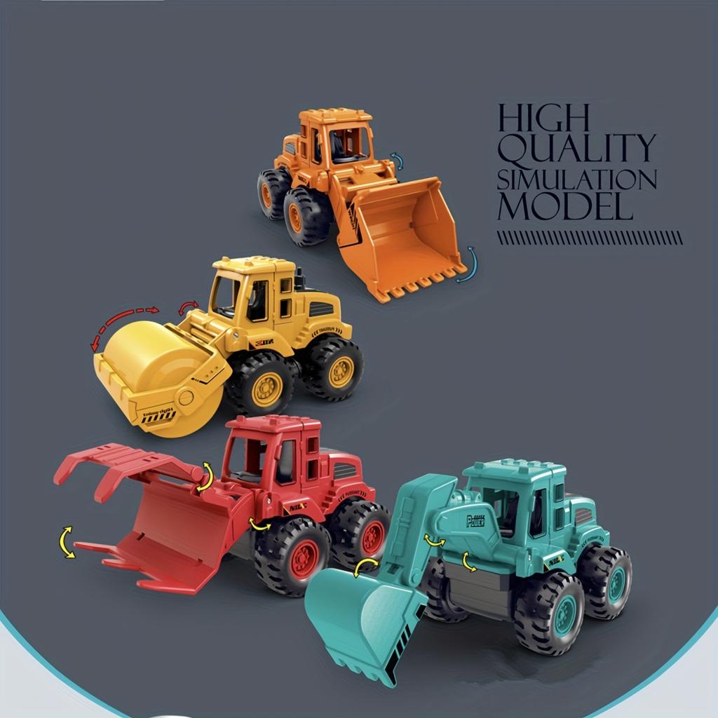 4pcs This Series of Bright And Ultra Cooler Construction Vehicle Toys! The Parts Are Breakable, And Each Model Is Realistic In Design