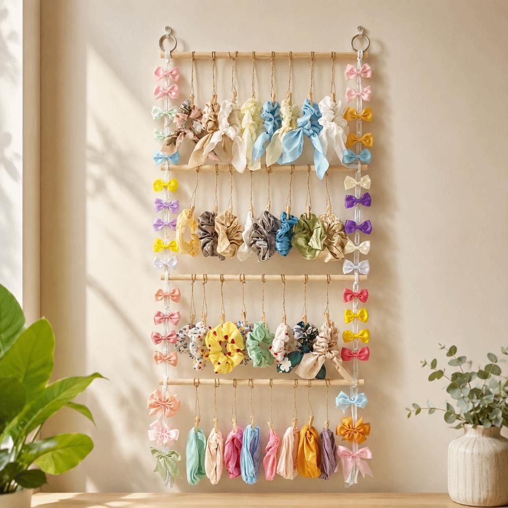 Boho Style Hair Clip Storage Rack Macrame Jewelry Organizer Home Decoration