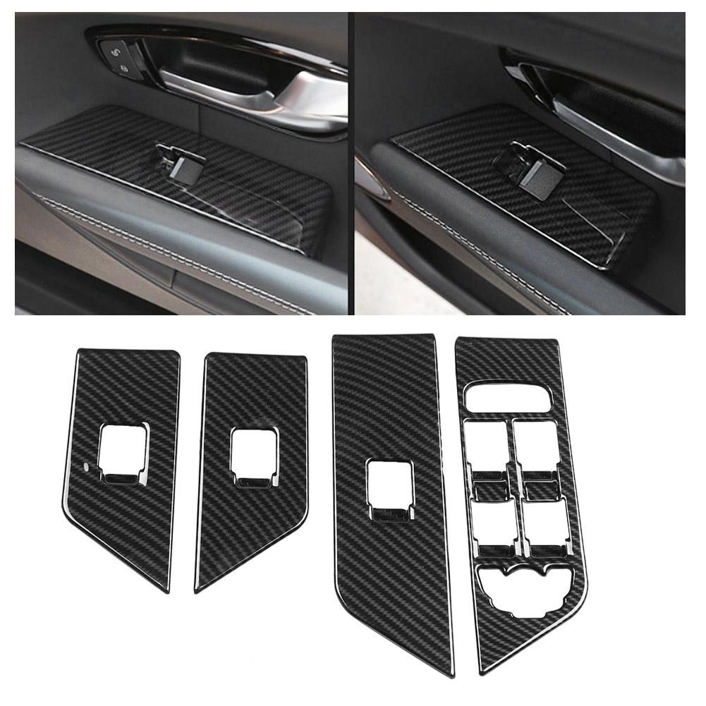 4Pcs Carbon Fiber Window Lift Button Cover Trim Frame for Land Rover Range Rover Evoque 1217