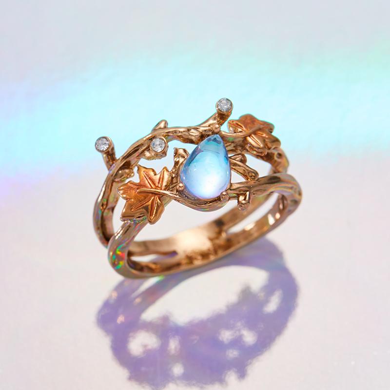 Creative Retro Niche Exquisite Branch Maple Leaf Ring Women's  Creative Holiday Party Valentine's Day Jewelry Accessories