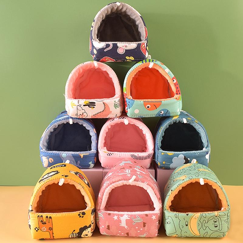 Cute Hamster House Winter Warm Soft Beds Mini Cage Small Animal Nest for Squirrel Nest Guinea Pig House Rodent Hedgehog Bed