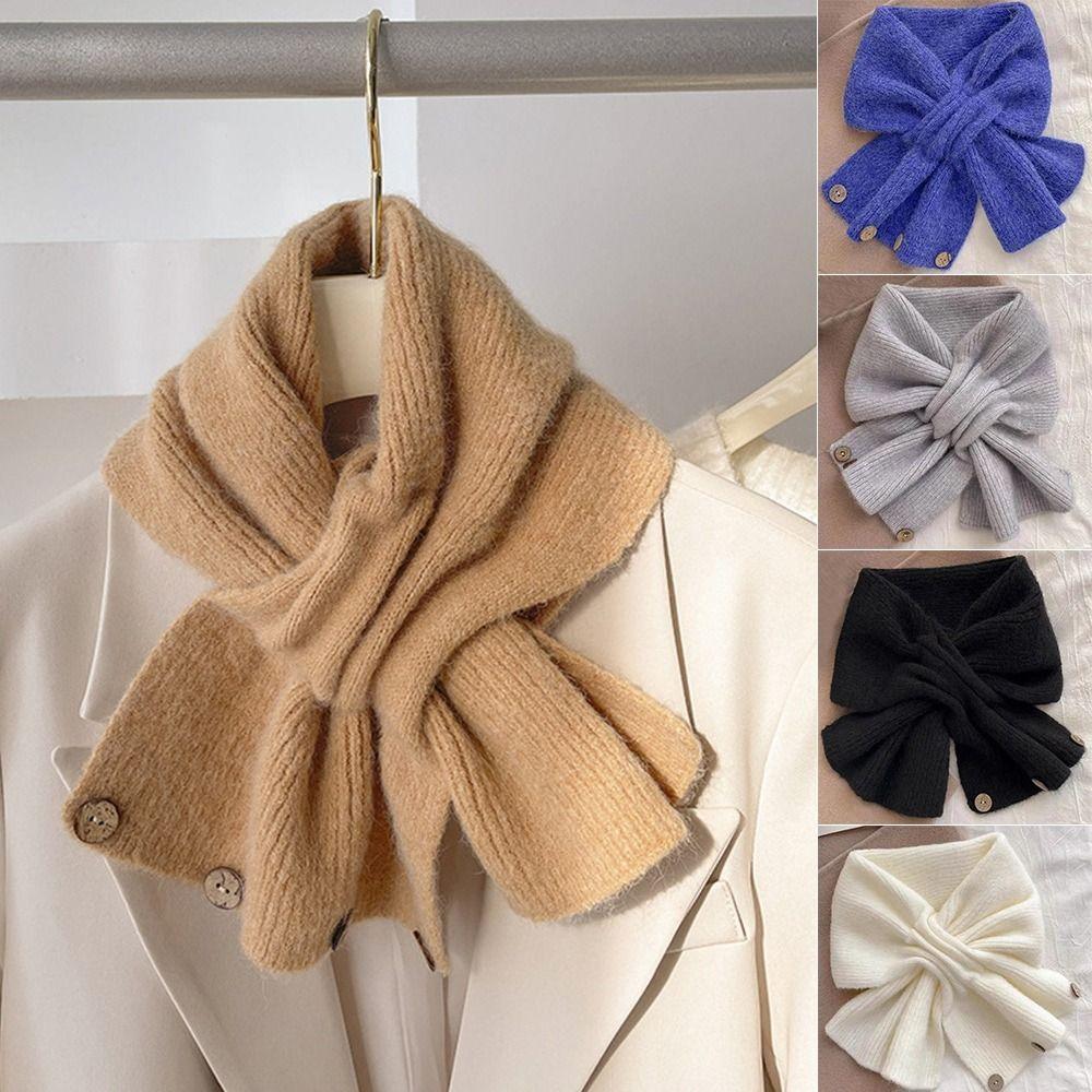 Knitted Cross Scarf Solid Color Neck Warmer Neck Guard Shawl Neckerchief Wrap  Girls