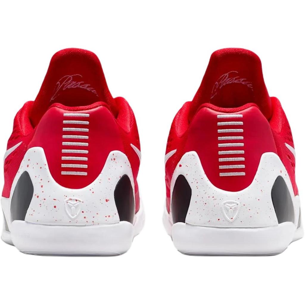 New Nike Kobe 9 Slip Resistant Abrasion Resistant Low top Children's Basketball Shoes Red/White Teenagers FV3607-600