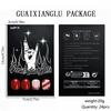 24Pcs Short Square Glossy Press On Nails 2026 New Christmas Red French Glitter Snowflake Stripe Fake Nails