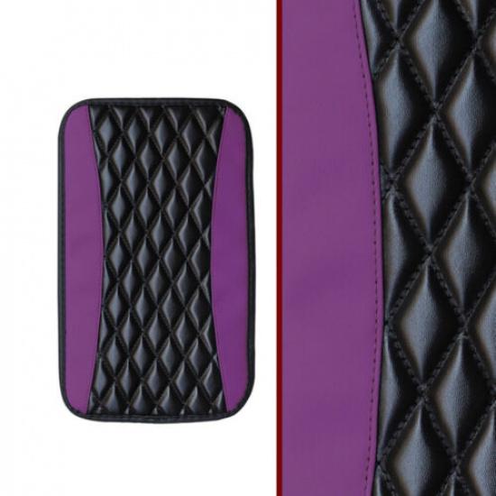 Center Console Box Cover Car Armrest Cushion Purple Leather Elbow Rest Pad Mat