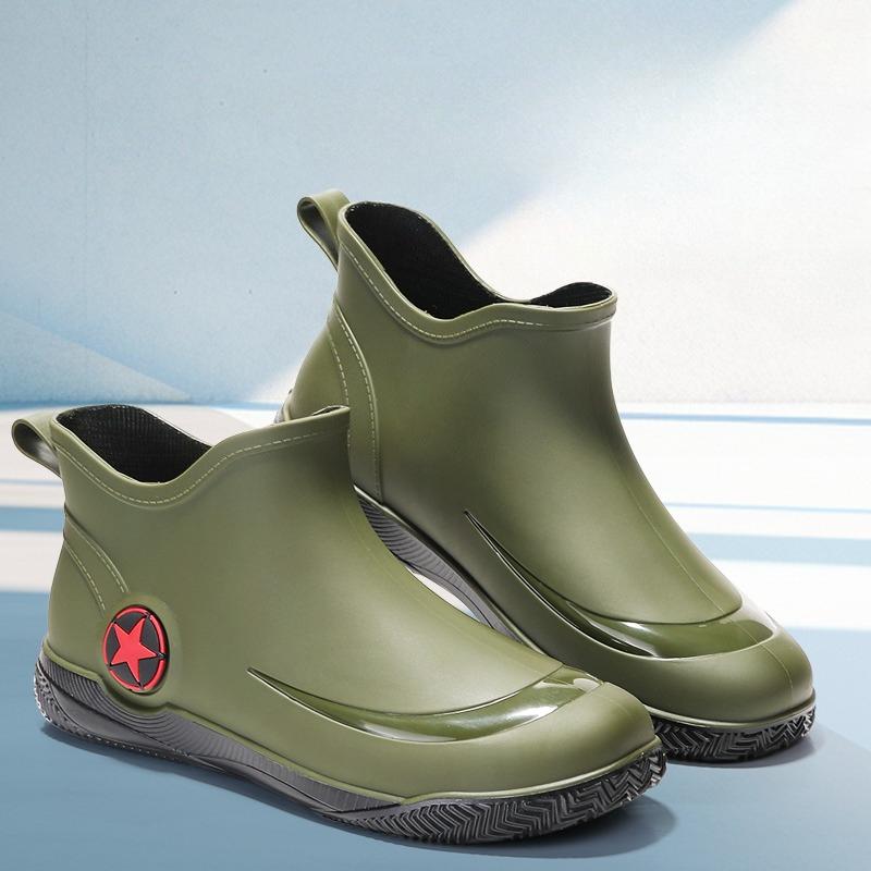 

Waterproof Shoes 2025 New Fishing Rain Boots Anti-slip Wear-resistant Kitchen Work Rubber Shoes Short Rain Shoes 39 зелений