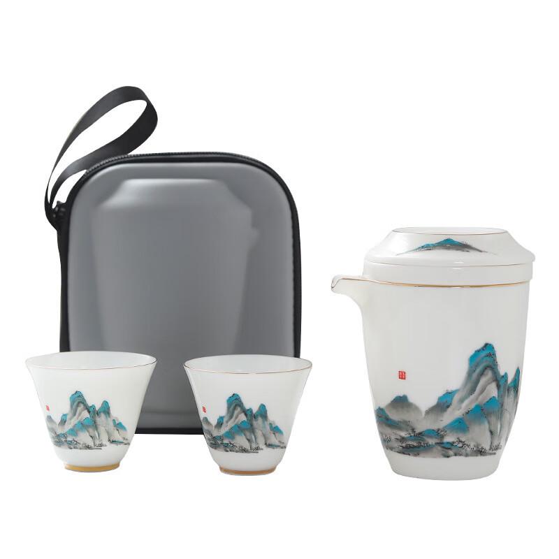 

Thousand-Mile Rivers & Mountains Portable Ceramic Travel Tea Set
