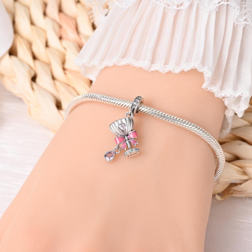 Original Charms Copper Sweet Wine Glass Pendant Beads Fit Bracelet Women Jewelry Making Diy Gift