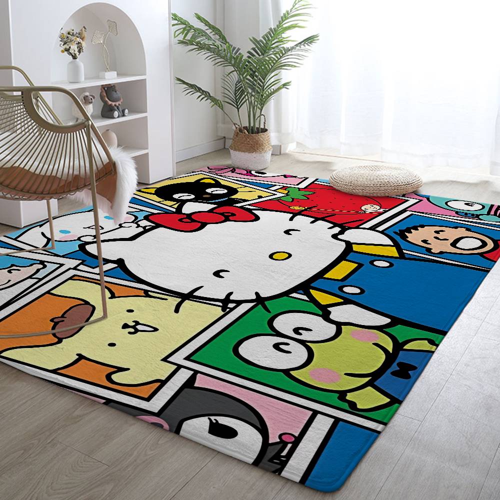 Cute C-hellokitty-S Floor Mat Pattern Printed Flannel Door Mat, Suitable For Bathroom, Living Room, Home Decoration