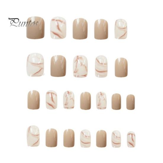 

24 шт., пресс для ногтей с клеем, элегантный мраморный квадрат, короткое наращивание ногтей, полное покрытие, женский набор для накладных ногтей, салон для домашнего использования легкие хаки