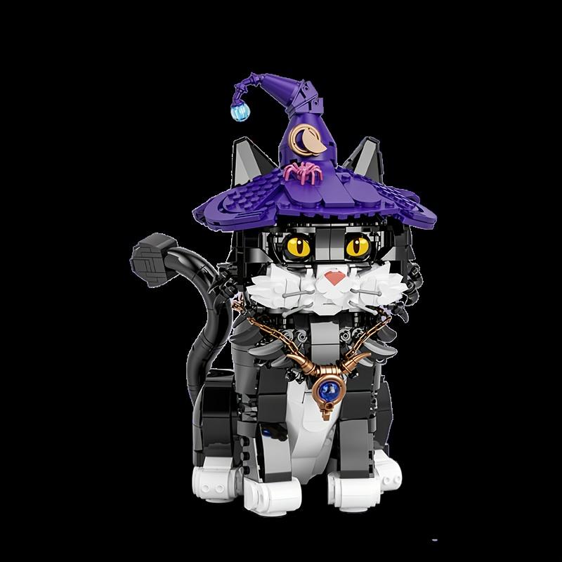 Building Blocks Magic Cat Model Witch Cat Building Kit Collectible Decor Gift For Cat Lovers Adults