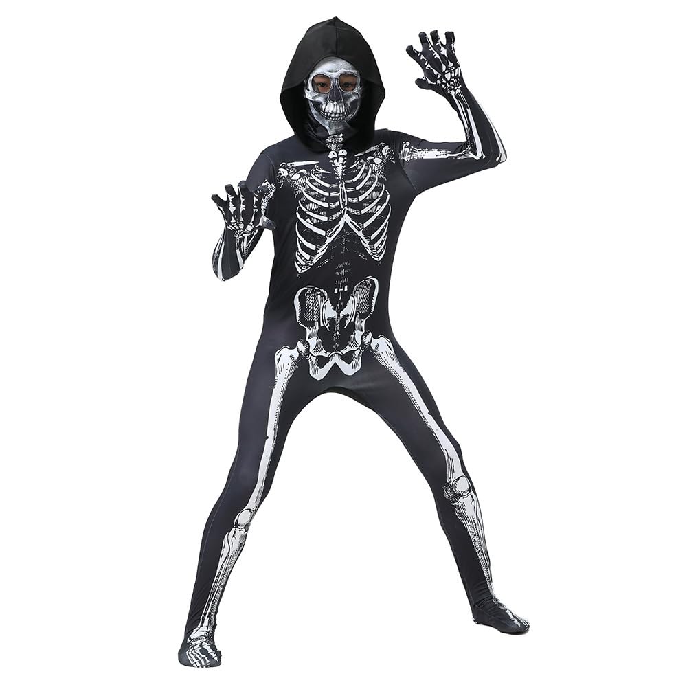 

Хэллоуин Grim Unisex [Yolrky] Костюм, Детский Скелет, Череп, Косплей, Жнец, Костюм, (M)