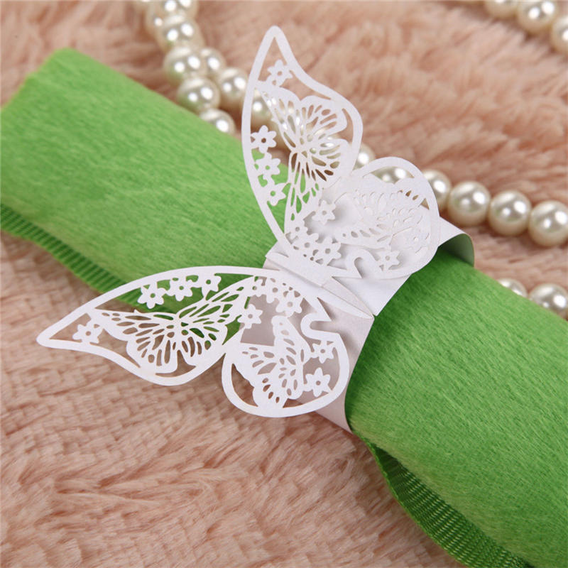 50PCS Butterfly Napkin Ring Paper Holder Table Party Wedding Favors Banquet
