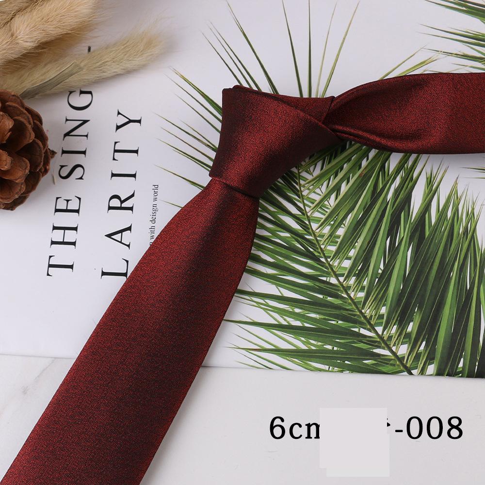 Men's Trend Business Casual Narrow 6cm Polyester Jacquard Tie Solid Color Striped Tie