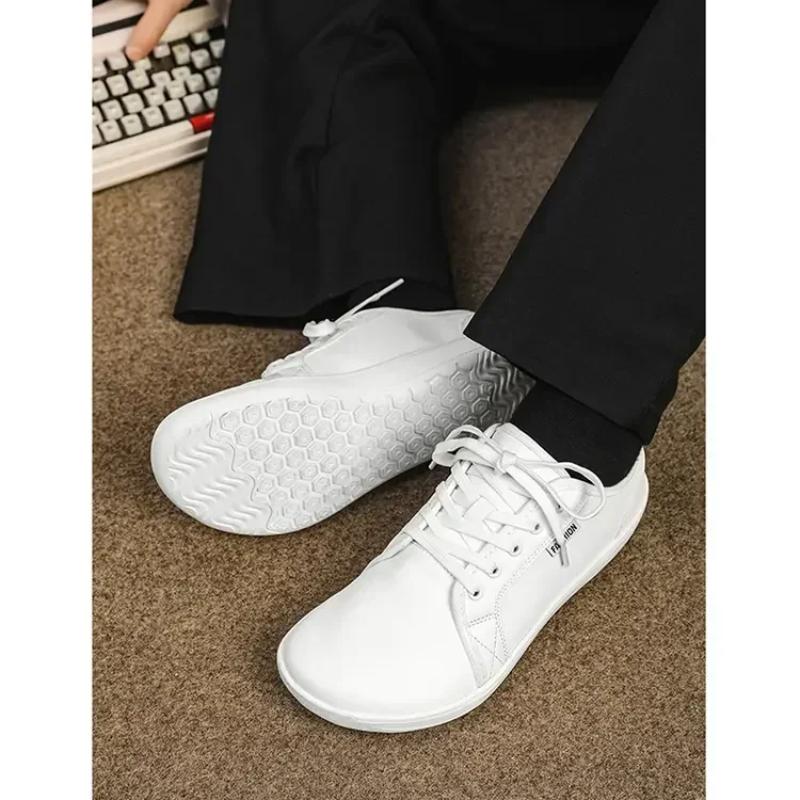 Pantofi pentru bărbați Pantofi largi, desculți, pentru bărbați, minimalisti din piele, pantofi casual, respirabili, confortabili, albi, pantofi de mers
