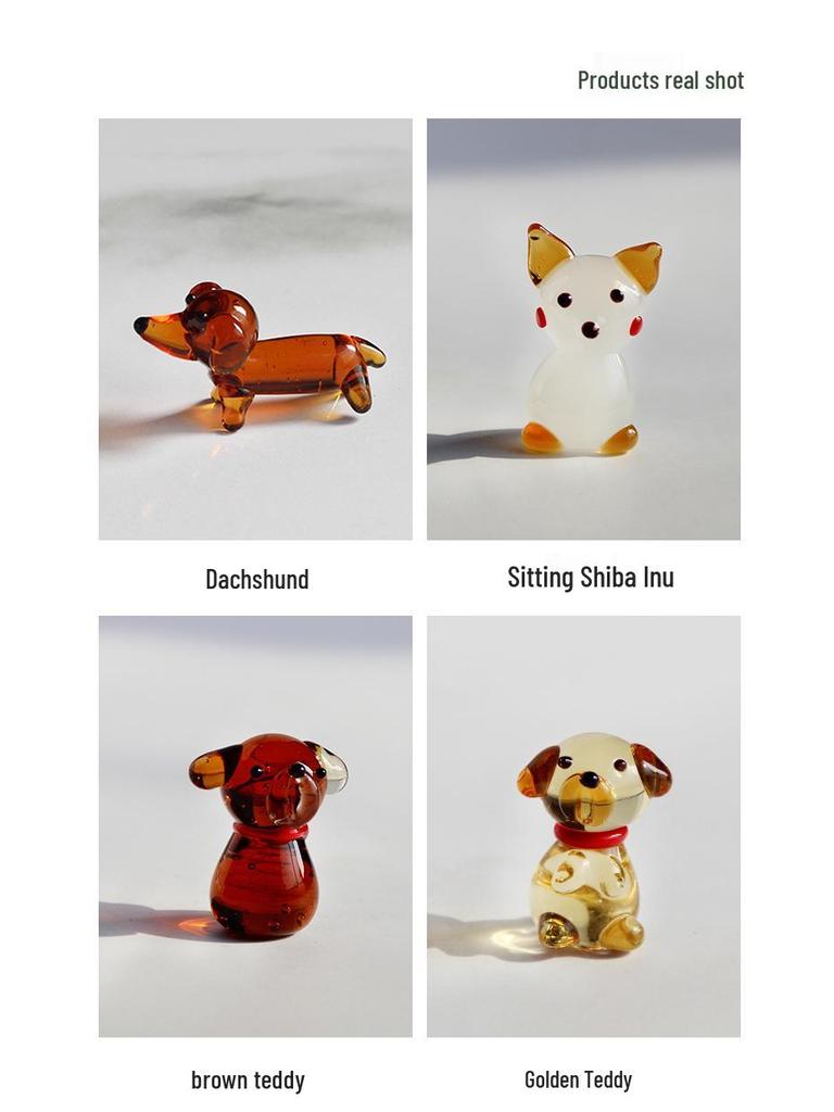 Teddy, Corgi, Shiba Inu, and Pomeranian Glass Animal Ornaments