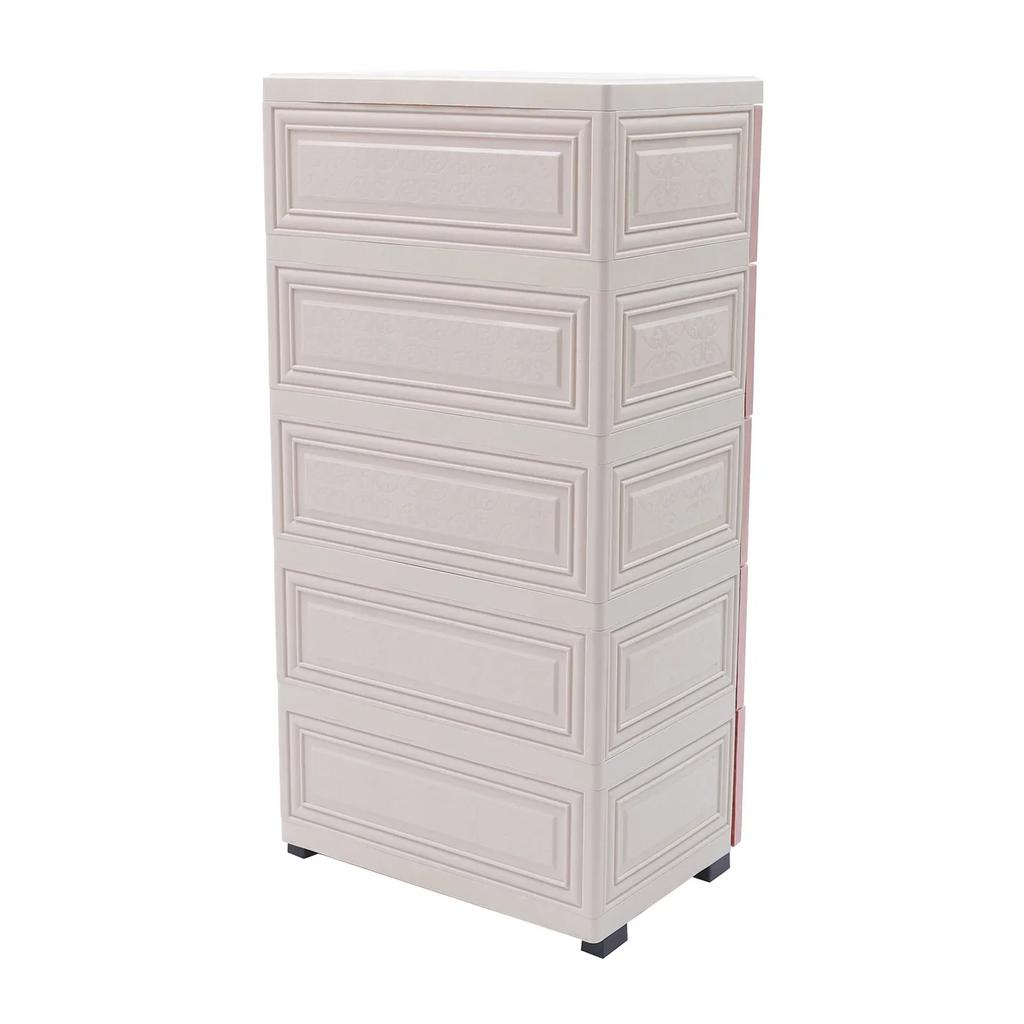 Plastic Drawer Storage Tower with 6 Drawers, 5-Tier Tall Storage Cabinet with Wheels and Lock