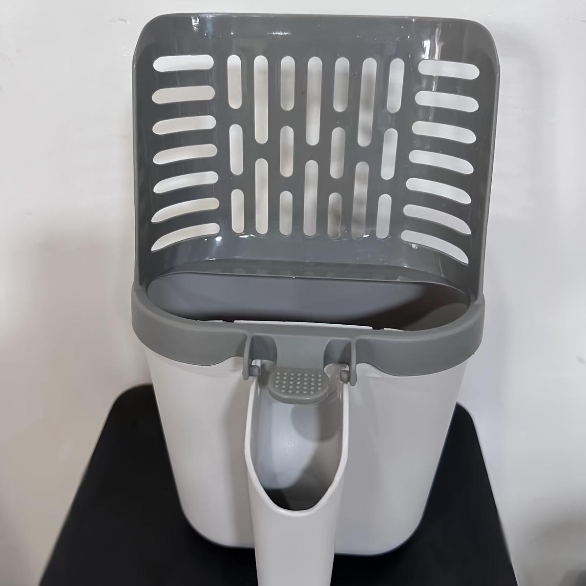 

Прочная пластиковая ложка для кошачьего туалета со съемным держателем для мусорного пакета для легкой уборки лотка, подходит для всех пород кошек темно-коричневого