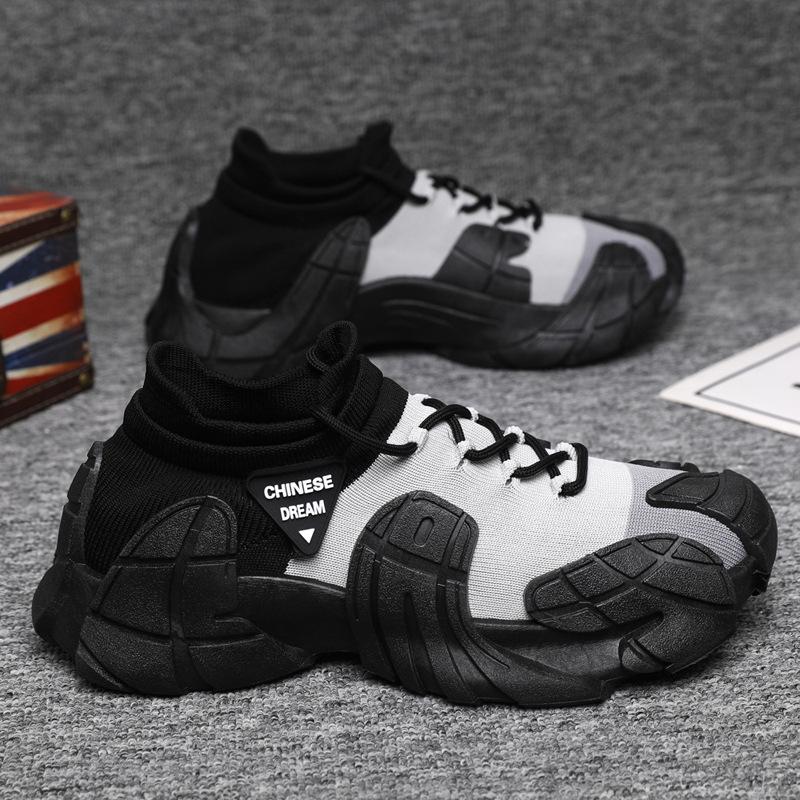 Herrenschuhe neu dicksohlige leichte fly-woven Socken Freizeitschuhe Jugendmode Farbabstimmung Sportschuhe