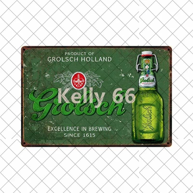 [Kelly66] Grolsch Herfst Bok Bere Rece Aici Artă din tablă Placă metalică Decor pentru casă Pictură 20*30 CM Mărime Dy221