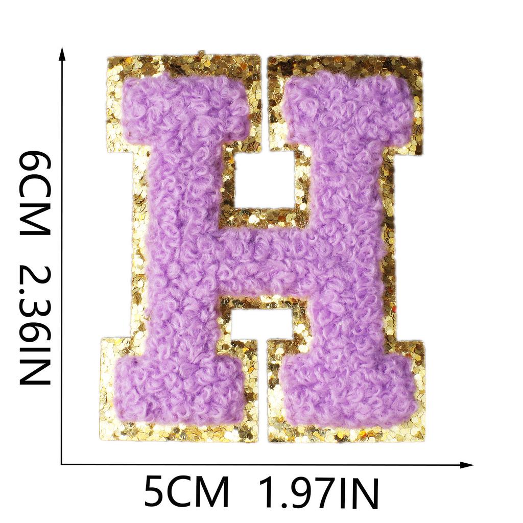 6Cm English Letter Towel Embroidery Patch Sticker Purple Letter Computer Embroidery Label Ironing Embroidery Chapter