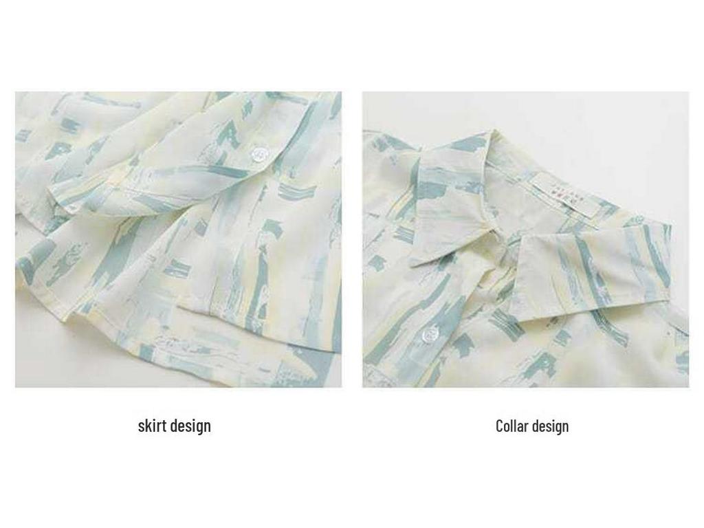 Hong Kong-Inspired Ink Wash Sun Protection Short Sleeve Shirt for Women