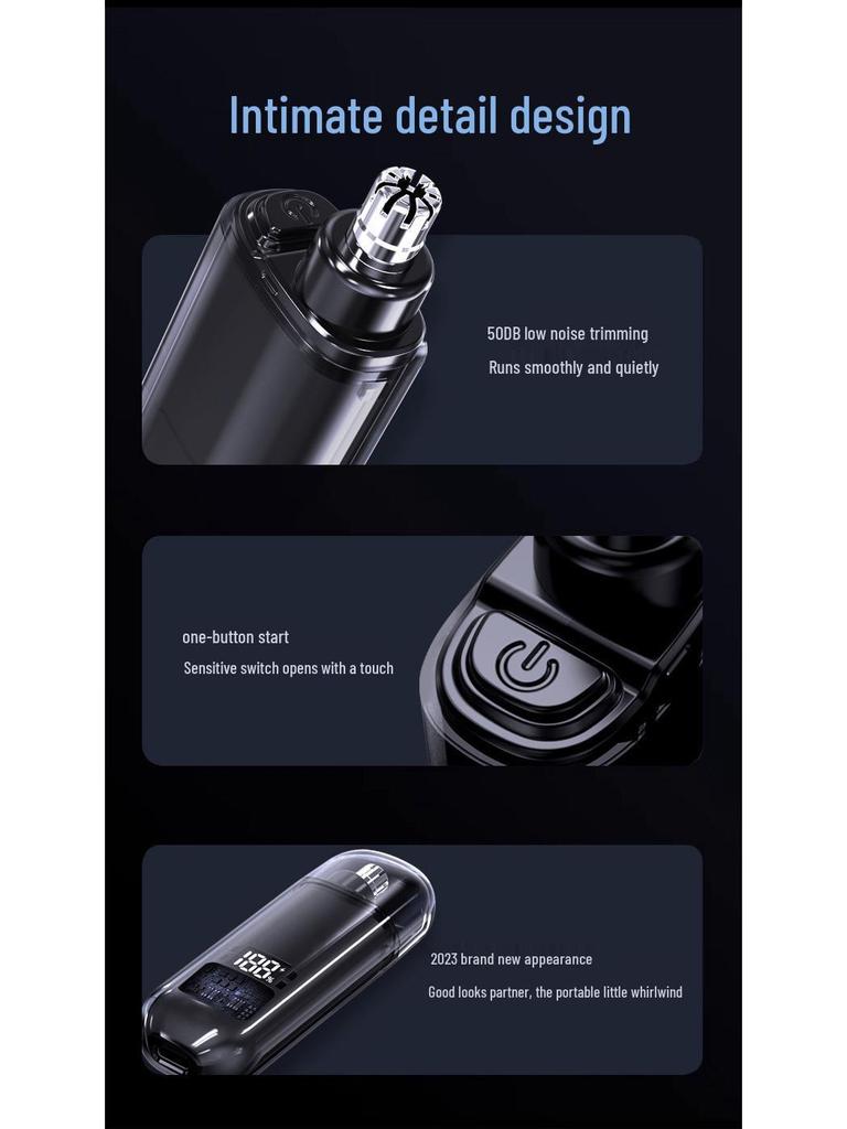 Rechargeable Nose Hair Trimmer with Digital Display for Nostrils Cleaning
