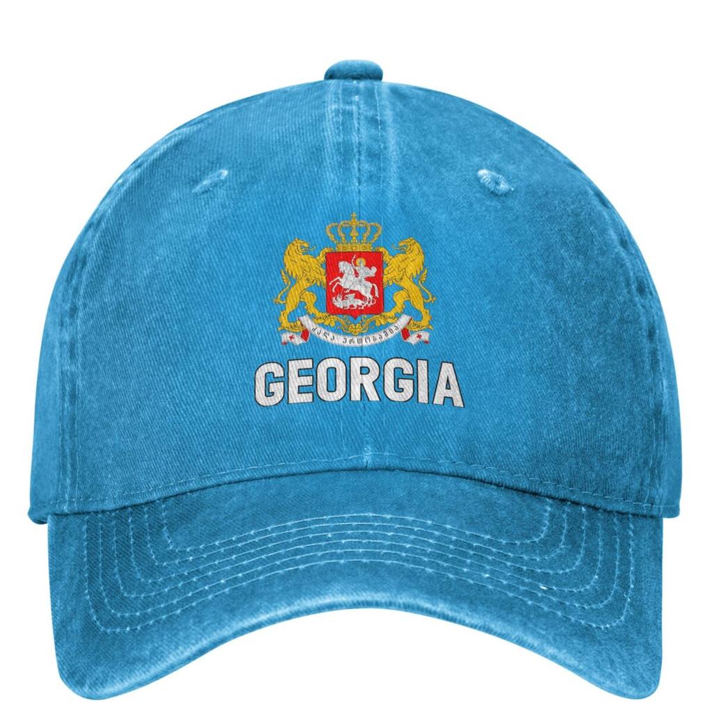 Georgia Gerb Sakartvelo Denim Baseball Cap Georgian Flag Kpop Rock Trucker Hat Men Women Y2k Retro Sun Visors Baseball Caps